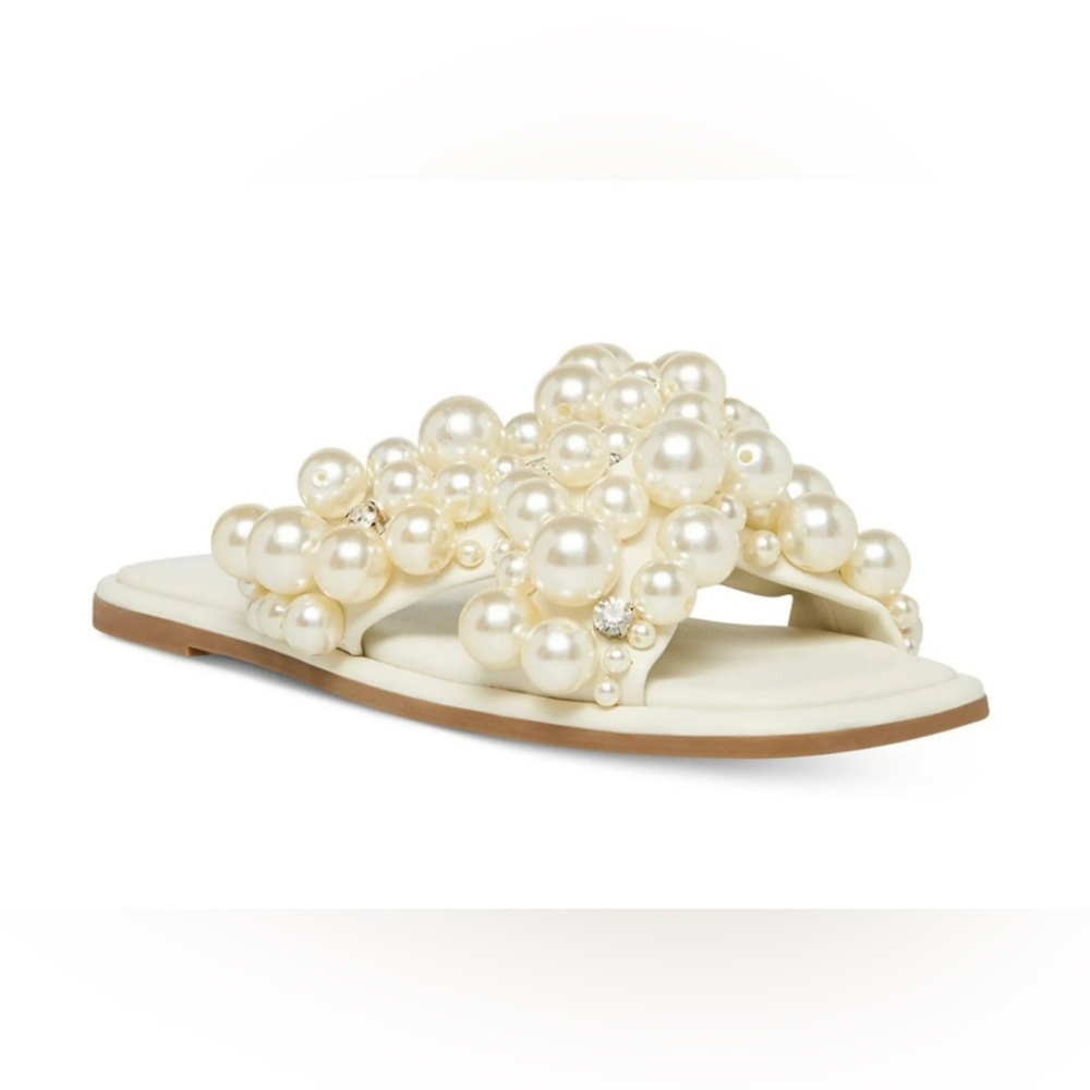 BRAND NEW - Steve Madden Women's Duri Pearl Embellished Slide Sandals (Size 10)